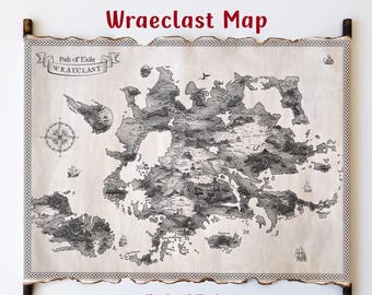 Map of Wraeclast Continent, Fantasy map Inspired a Path of Exile, Wall Art, Handmade Scroll, the land of the damned