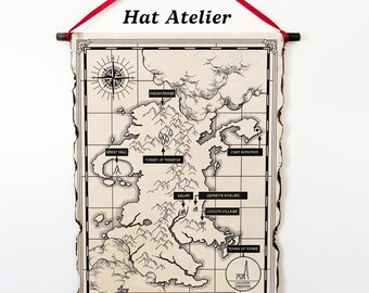 Witch Hat Atelier – Karte der Zozah-Halbinsel auf handgefertigtem Poster, inspiriert von Witch Hat Atelier, japanische Manga-Zimmerdekoration