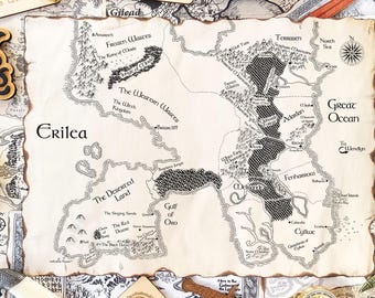Erilea Map Print, Throne of Glass Bookish Gift, Burnt Edges
