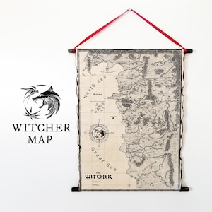 Mapa del mundo de The Witcher - Pergamino hecho a mano - Mapa de los Reinos del Norte, Mapa de The Witcher de Geralt de Rivia, Mapa del continente, El mejor regalo de The Witcher, Arte mural