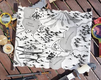 Map of Icewind Dale - Faerun, DnD Art,  Handmade Scroll, Dungeons & Dragons, Forgotten Realms Room Decor, Frozenfar