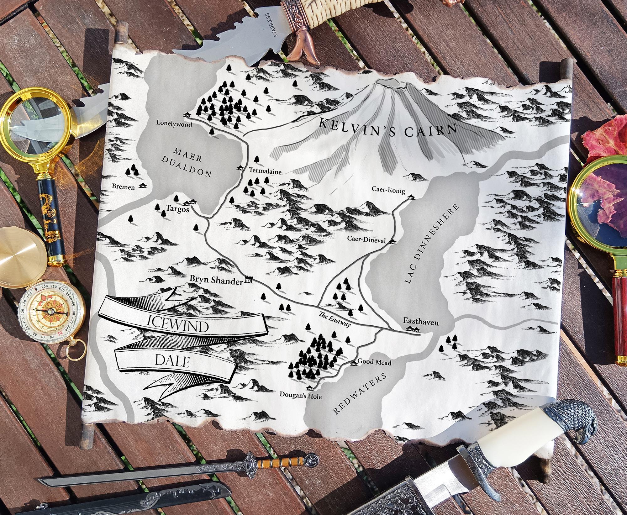 Map of Icewind Dale - Faerun, Dnd Art, Handmade Scroll, Dungeons ...