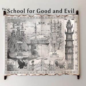 Mapa de La Escuela del Bien y del Mal - Pergamino hecho a mano, Mapa del libro Un Mundo Sin Príncipes, Mapa de El Último Para Siempre, el mejor regalo para los amantes de la lectura