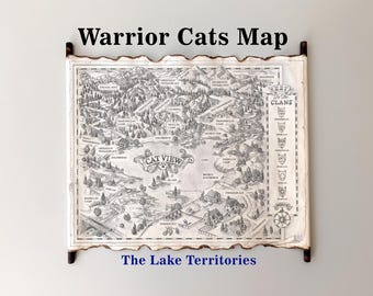 Handmade Scroll Warrior Cats Map: Lake Territories, Sanctuary Lake, The New Territories