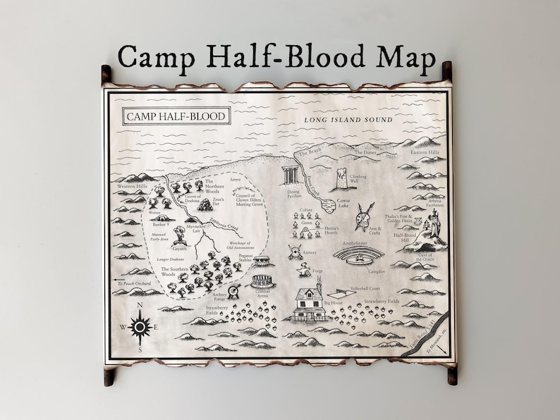 Camp Half-blood Map on Handmade Scroll: Percy Jackson Gift - Etsy