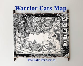 Warrior Cats Book Map: Lake Territories on Handmade Scroll, Cat Warriors Gift