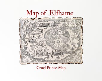 Map of "Elfhame" from "The Cruel Prince" - Fan Art Home Decor, Fantasy Wall Art, Bookish
