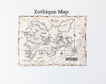 Zothique Map, Clark Ashton Smith Fantasy World Art, Home Decor, Bookish Gift