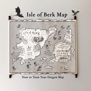 Mapa de la isla de Berk: pergamino hecho a mano, mapa del mundo de Desdentado de dragón e Hipo vikingo, mapa del mundo de fantasía HTTYD, regalo de dragón, mapa de la isla de Berk