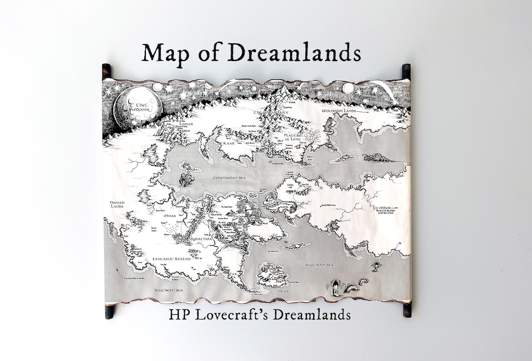 ドリームランドの地図、ラヴクラフトの夢の世界 - 手作りの巻物 - HP