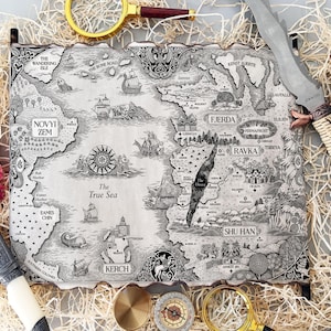 Mapa del mundo de los Grishavers - Pergamino hecho a mano - ENVÍO GRATIS, Mapa del libro Sombra y Hueso, Mapa de los Seis de Cuervos, Mapa del Mundo de los Grisha, Regalo de los Grishavers