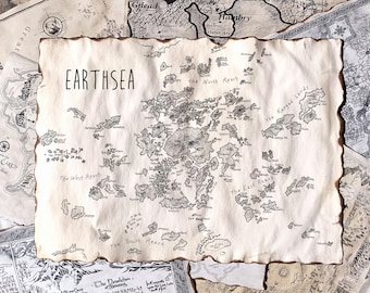 Earthsea Map, FanArt Inspired by The Earthsea Cycle Fantasy World, Wall Art