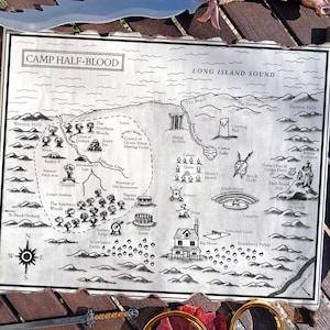 Camp Half-Blood Karte - handgemachte Schriftrolle - KOSTENLOSER VERSAND - Percy Jackson und die Olympioniken Karte, bestes Buch-Liebhaber-Geschenk, die Blitzdieb-Karte