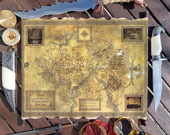 Moria Mines Map Print – Fantasy Bookish Wall Art, Handmade Scroll