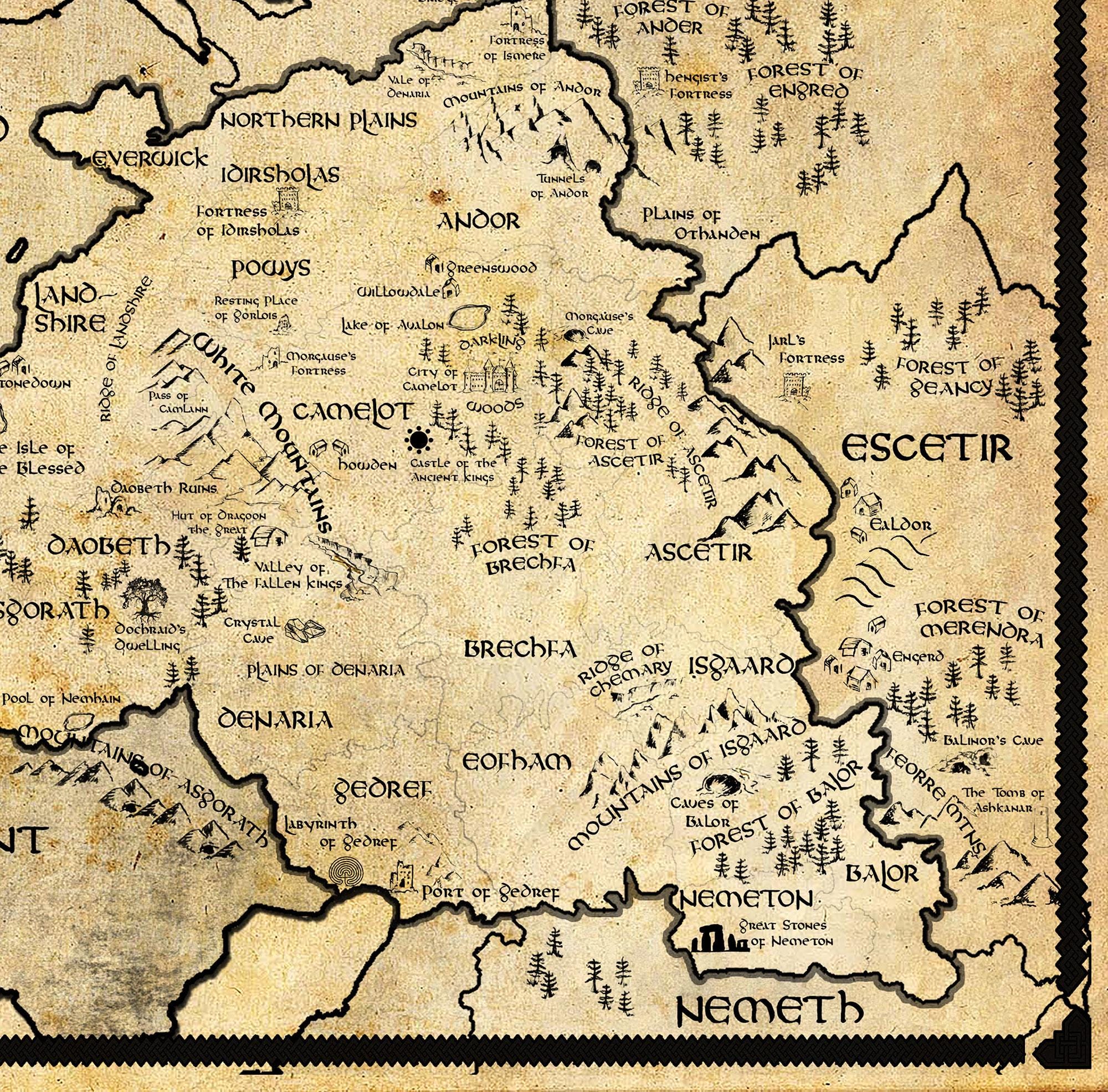 Kingdom of Camelot Map Poster: King Arthur, Merlin World Map - Etsy