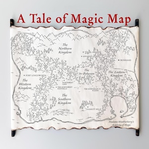 Mapa de Un cuento de magia - Pergamino hecho a mano - MAPA DE FANTASÍA, Mapa de Un cuento de brujería, Mapa de Un cuento de brujería, Regalo para amantes de los libros, Regalo para amantes de los libros