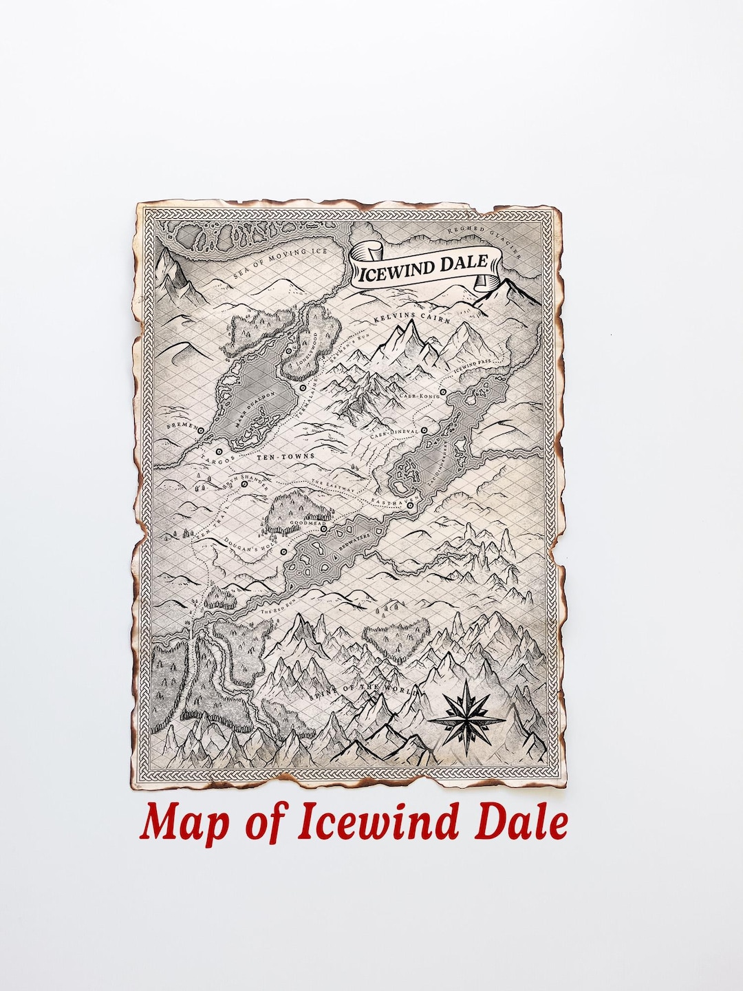Map of Icewind Dale - Frozenfar, Dnd Wall Art, Handmade Scroll ...