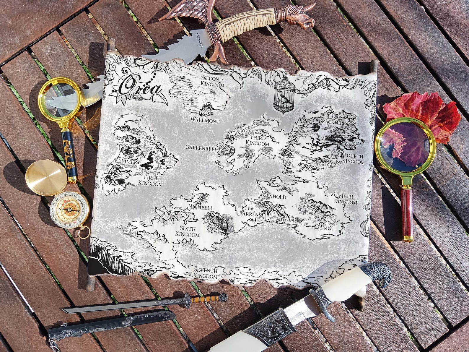 Map of Orea - Handmade Scroll, Best Gift for Book Lovers, the Plated ...