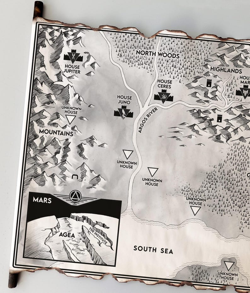 Red Rising Map - Handmade Scroll - FREE SHIPPING, Red Rising Saga Book ...