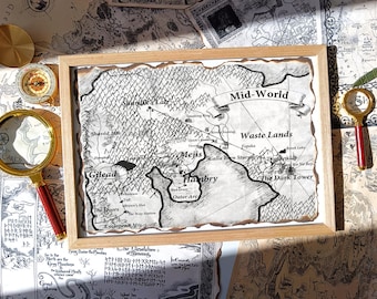 Mid-World The Dark Tower Map, Fantasy Kunst, Geschenk für Bücherwürmer, Wanddeko