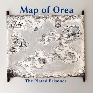Mapa de Orea - Pergamino hecho a mano, el mejor regalo para los amantes de la lectura, mapa de la serie El Prisionero Plateado, mapa del Libro Dorado, destello, resplandor, mapa del Jilguero