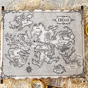 Carte d'Erdas - carte du livre des animaux spirituels - carte fantastique - parchemin fait main, carte née dans la nature, carte chassé, carte des liens du sang, carte du feu et de la glace, meilleur cadeau
