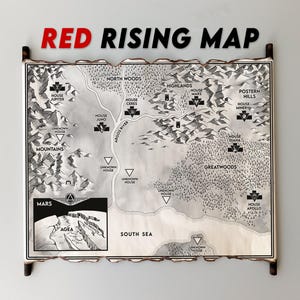 Carte du livre Red Rising Saga - parchemin fait main - livraison gratuite, carte du livre de la saga Red Rising, carte de Mars rouge, carte du fils d'or, carte des étoiles du matin, carte en fer or
