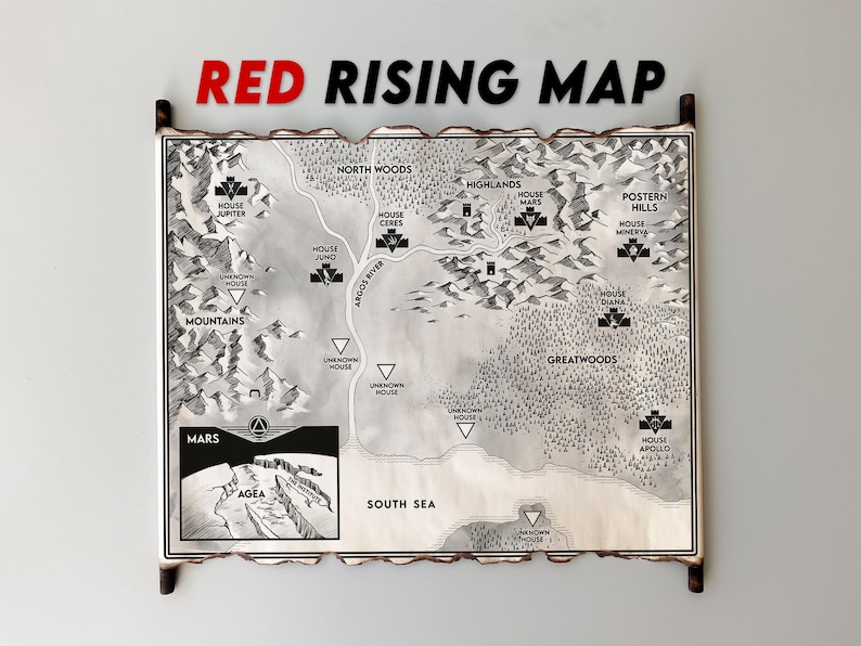 Red Rising Map - Handmade Scroll - FREE SHIPPING, Red Rising Saga Book ...