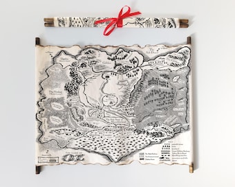 Karte des Landes Oz auf handgefertigter Schriftrolle, Zauberer-von-Oz-Geschenk, Die böse Welt, Wunderbare Zauberer-von-Oz-Karte, Das fantastische Land Oz, L. Frank Baum Art