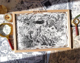 Karte von Barovia mit verbrannten Rändern – Fluch des Strahd: Dungeons & Dragons, Vergessene Reiche, Das Tal von Barovia, D&D-Karte, Fantasy-Wandbild