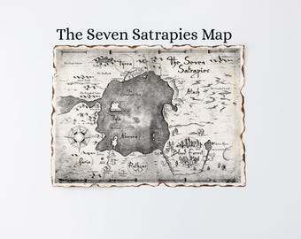 Map of Seven Satrapies on Handmade Scroll, Lightbringer World, Bookish Gift, Fantasy Wall Art