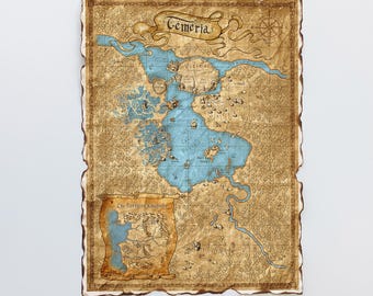 Kingdom of Temeria Map - The Witcher World, Handmade Scroll, the Northern Kingdoms, Temerian Monarchy, Fantasy Art