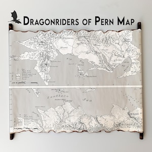 Mapa de Pern - Pergamino hecho a mano - ENVÍO GRATIS, Mapa de los Jinetes de Dragón de Pern, Mapa del Vuelo de Dragón, Mapa del Atlas de Pern del Continente Norte y Sur
