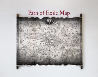 Atlas de Mundos, Mapa de Path of Exile inspirado en la fantasía, Arte mural, Pergamino hecho a mano