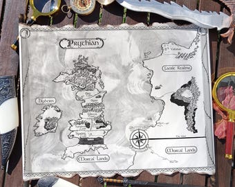 Prythian Map Scroll: A Court of Thorns and Roses, Acotar Handmade Fantasy Map