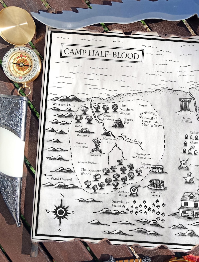 Camp Half-blood Map on Handmade Scroll: Percy Jackson Gift - Etsy