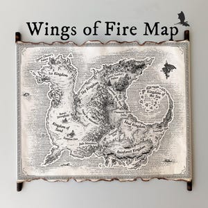Carte de Pyrrhia - parchemin fait main, carte fantastique inspirée des ailes de feu, carte du dragon, meilleur cadeau ailes de feu, continent de Pyrrhia, carte fantastique