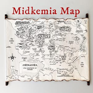 Mapa de Midkemia del Ciclo de la Guerra de la Grieta - Pergamino hecho a mano - ENVÍO GRATIS, Mapa del Continente de Triagia, Mapa de Raymond E. Feist, Mapa de la Trilogía del Imperio