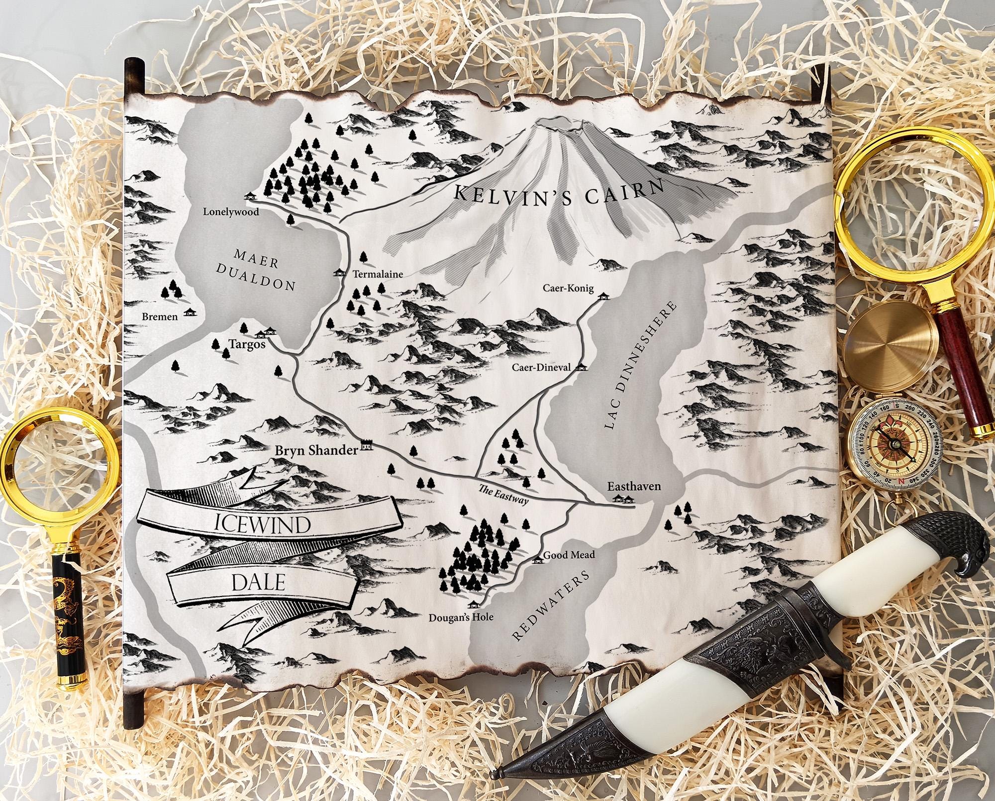 Map of Icewind Dale - Faerun, Dnd Art, Handmade Scroll, Dungeons ...