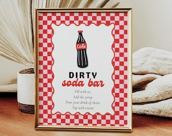 Dirty Soda Bar Sign, She's Ready to Pop Baby Shower Sign (Canva Template, Instant Download)