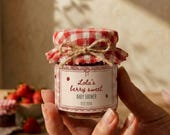 Berry Sweet Baby Shower Mini Jam Labels, Baby Shower Favors DIY, Strawberry Jam Labels, Pink Gingham (Instant Download, Canva Template)