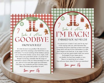Elf Arrival Letter, Elf Goodbye Letter, Elf on the Shelf Prop, Editable Elf Letter Set (Canva Template, Instant Download)