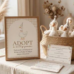Adopt a Goose Sign & Certificate: One Silly Goose Party Favor (Digital Download)