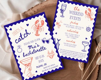 Lobster Bachelorette Invitation: Coastal