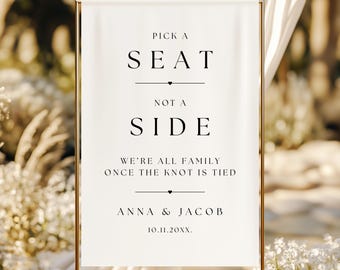 Letrero de boda "Elige un asiento, no un lado", letrero para la ceremonia (descarga instantánea)