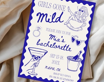 Girls Gone Mild Bachelorette Invitation: Spa Day Slumber Party (Digital Template, 5x7in Canva Edit)