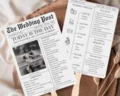 Newspaper Wedding Program Fan Template: Unique 5x7" Printable (Digital Download)