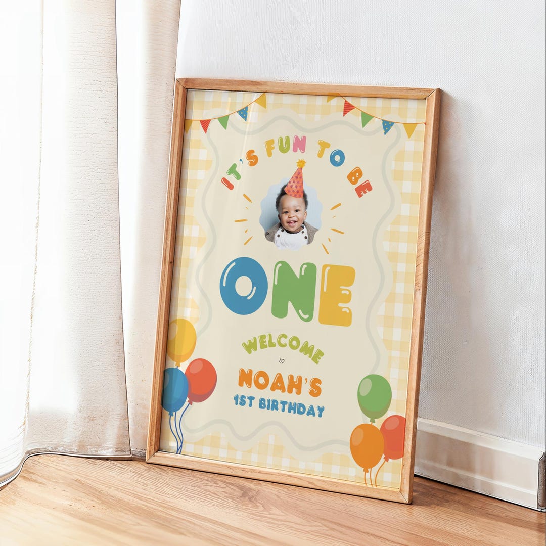 Its Fun to Be One Birthday Welcome Sign, Colorful 1st Birthday Sign ...