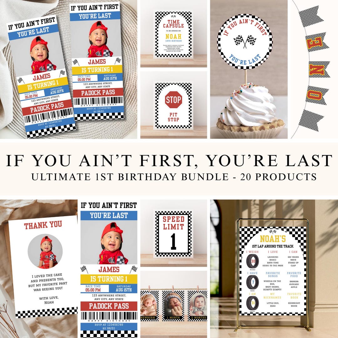Congratulations Ricky Bobby Ricky Bobby 1st Birthday Invitation Bundle: Racing Theme, Canva ...