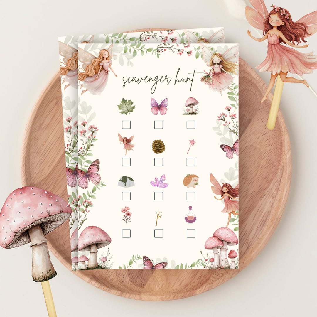 Fairy Scavenger Hunt Game: Woodland Birthday Party Activity (editable ...